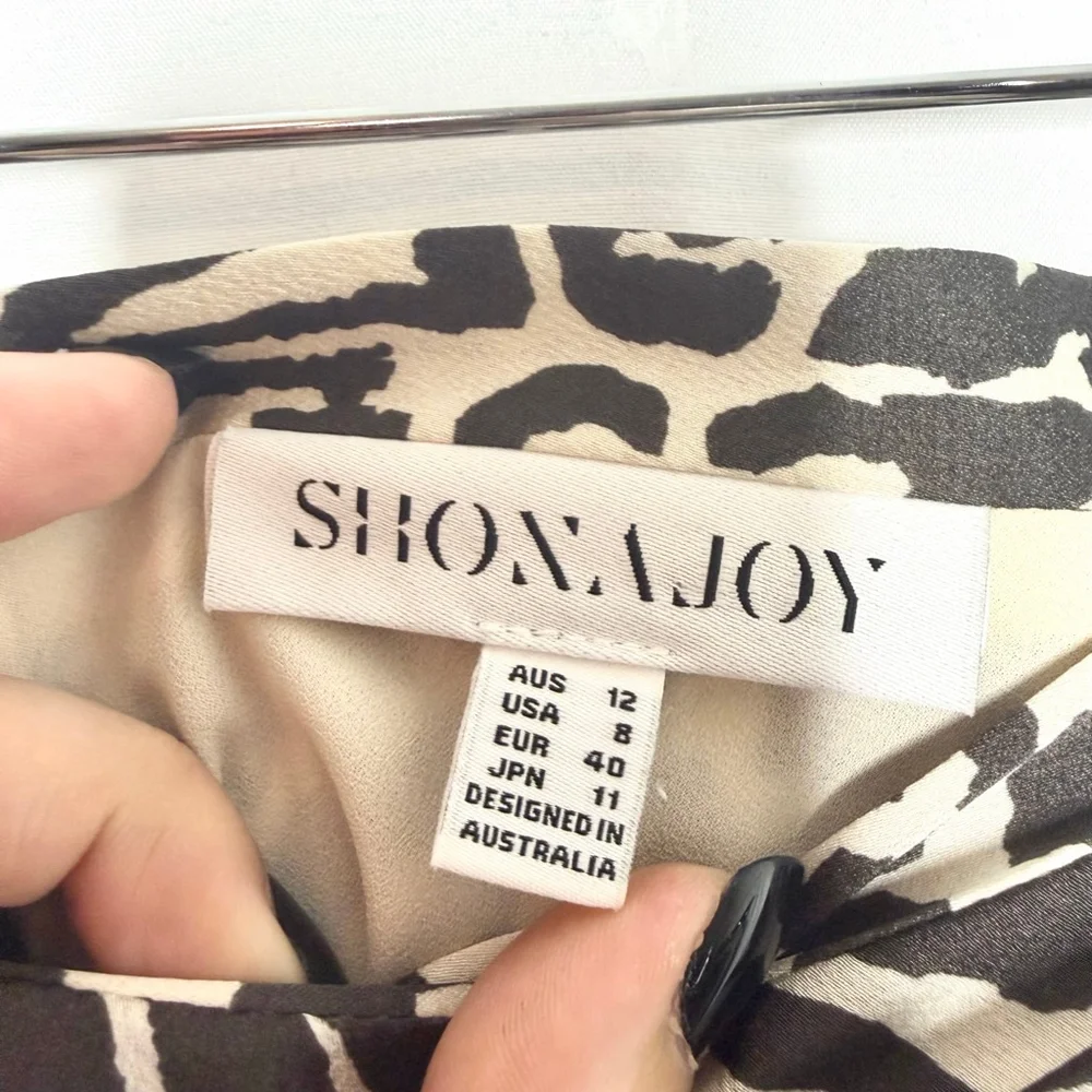 Women's SHONA JOY Black White Leopard Print Maxi Skirt Size 8